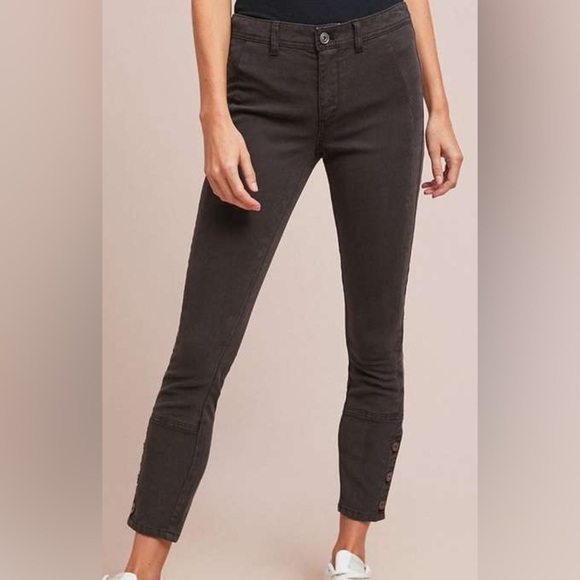 Anthropologie Ribbed Buttoned Ankle Utility Pants Women’s Size 26 - Picture 1 of 11